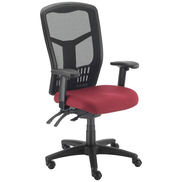 Global Industrial High Back Task Chair, Mesh Back, Fabric Seat, Red 695521 - main